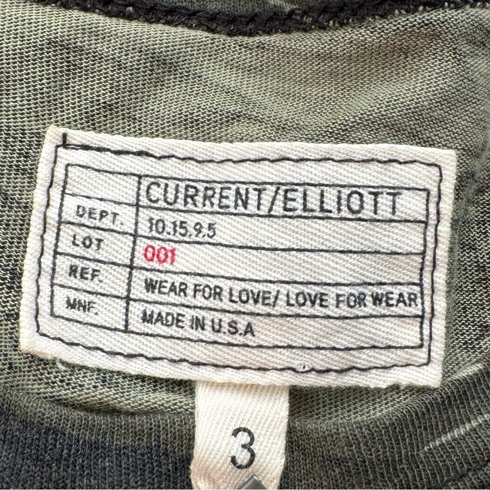 Current/Elliot 3 Tiger Camo Camouflage Long Shirt Crew Neck Long Green - Picture 3 of 6